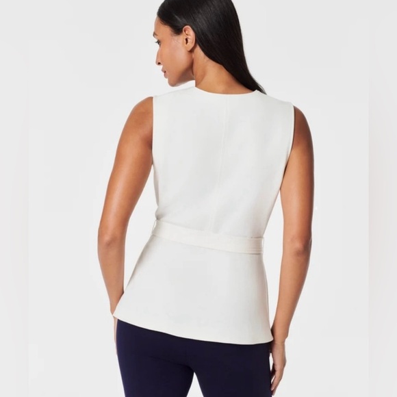 Spanx The Perfect Tie-Waist Top (No Belt) Peplum‎ Classic Tulip Top Blouse - Picture 2 of 8
